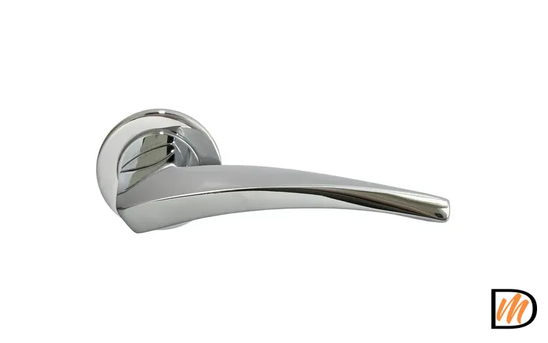 Ручка дверная WIND R1 CRO раздельная на круглой розетке, цвет хром, латунь