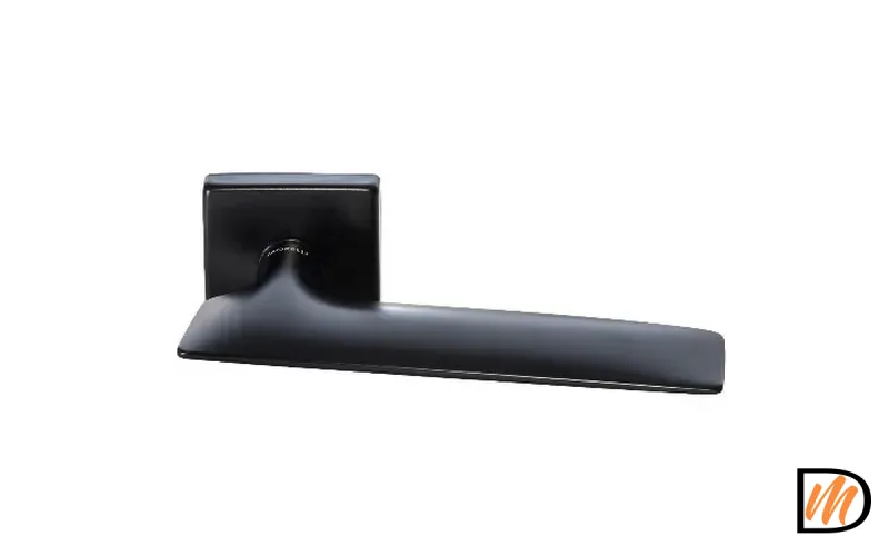 Ручка дверная GALACTIC S5 NERO раздельная на квадртаной розетке, цвет черный, ЦАМ