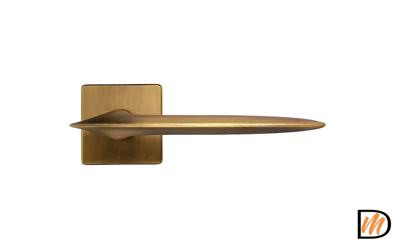 Ручка дверная GALACTIC S5 CAFFE раздельная на квадратном основании, цвет кофе, ЦАМ