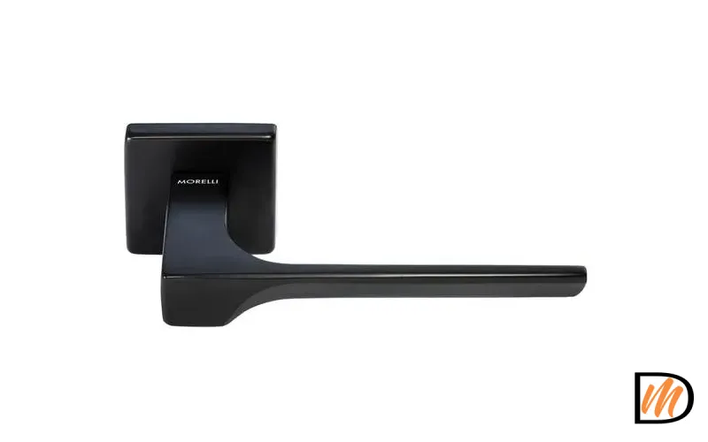 Ручка дверная FIORD S5 NERO раздельная на квадратной розетке, цвет черный, ЦАМ