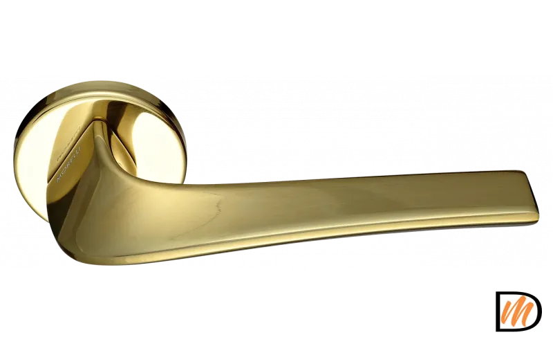 Ручка дверная COMETA R5 OTL раздельная на круглой розетке 7 мм, цвет золото, латунь