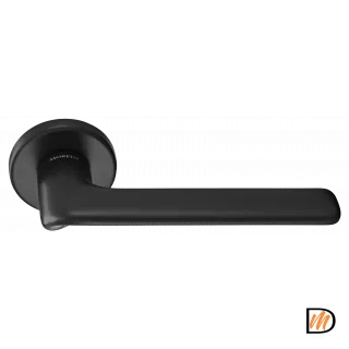 Ручка дверная TOMORROW R5 NERO раздельная на круглом основании 7мм, цвет черный, ЦАМ