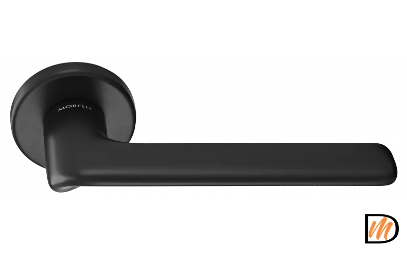 Ручка дверная TOMORROW R5 NERO раздельная на круглом основании 7мм, цвет черный, ЦАМ