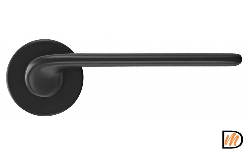 Ручка дверная TOMORROW R5 NERO раздельная на круглом основании 7мм, цвет черный, ЦАМ