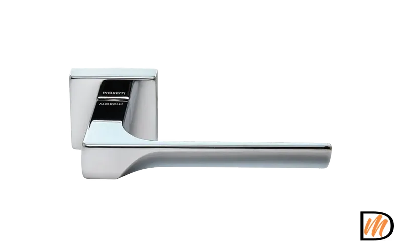 Ручка дверная FIORD S5 CRO раздельная на квадратной розетке, цвет хром, ЦАМ