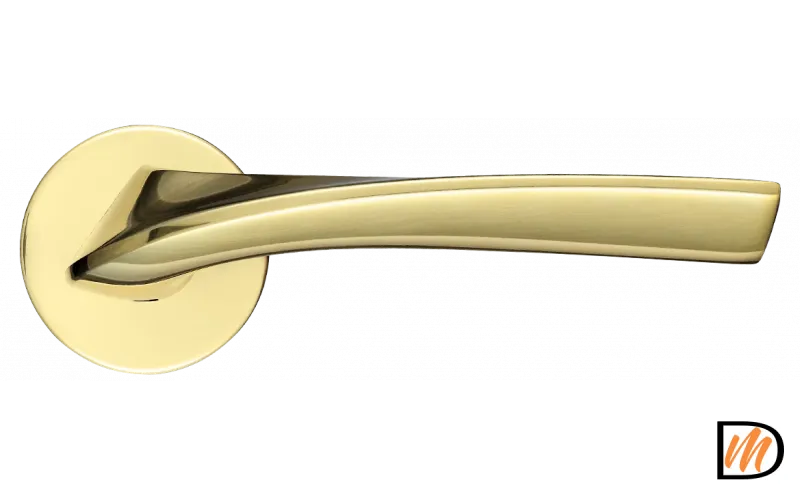 Ручка дверная COMETA R5 OTL раздельная на круглой розетке 7 мм, цвет золото, латунь