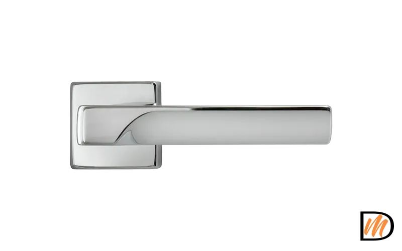 Ручка дверная FIORD S5 CRO раздельная на квадратной розетке, цвет хром, ЦАМ