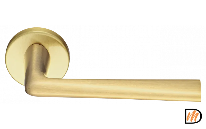 Ручка дверная THE FORCE R5 OSA раздельная на круглой розетке, цвет матовое золото, ЦАМ