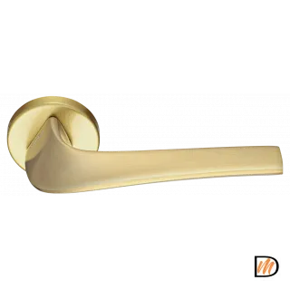 Ручка дверная COMETA R5 OSA раздельная на круглой розетке из латуни,  ручка дверная, цвет -  матовое золото