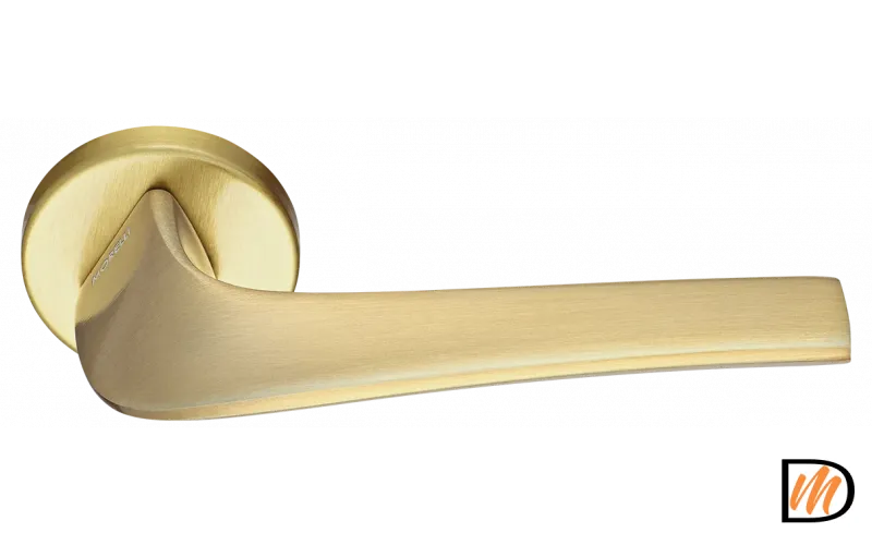 Ручка дверная COMETA R5 OSA раздельная на круглой розетке из латуни,  ручка дверная, цвет -  матовое золото