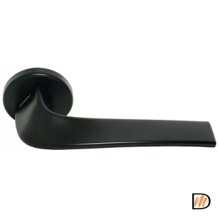 Ручка дверная COMETA R5 NERO раздельная на круглой розетке, цвет черный, ЦАМ