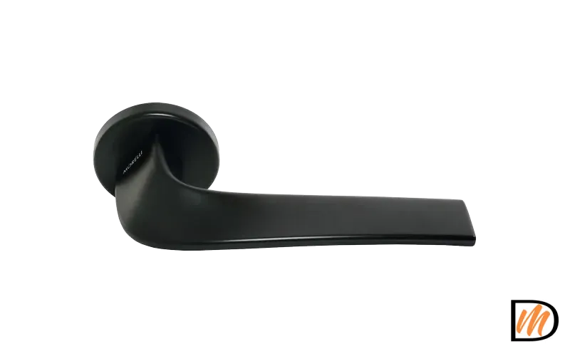 Ручка дверная COMETA R5 NERO раздельная на круглой розетке, цвет черный, ЦАМ
