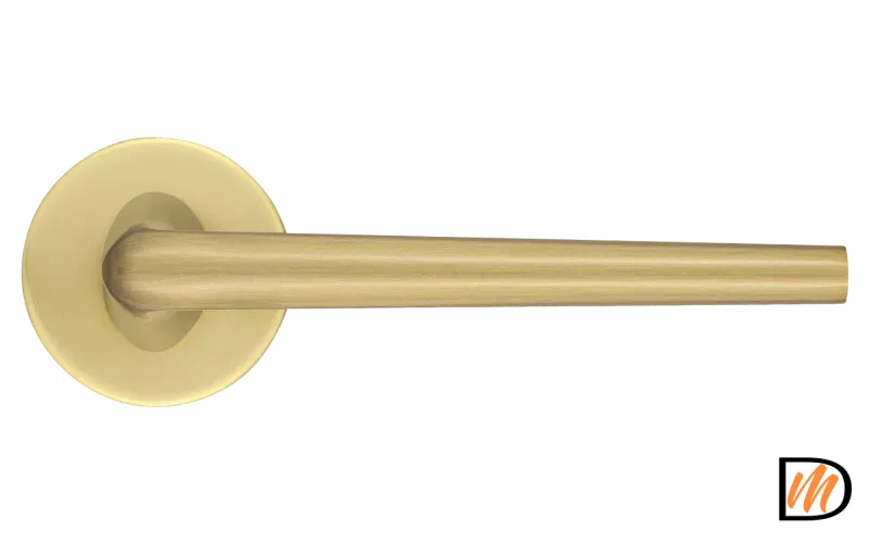 Ручка дверная THE FORCE R5 OSA раздельная на круглой розетке, цвет матовое золото, ЦАМ