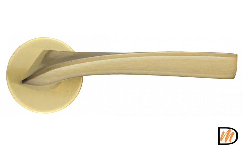 Ручка дверная COMETA R5 OSA раздельная на круглой розетке из латуни,  ручка дверная, цвет -  матовое золото