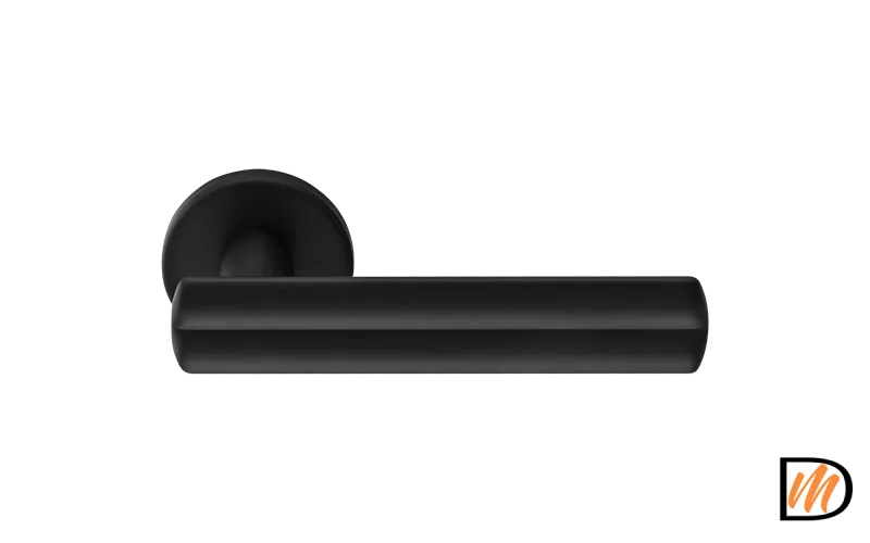 Ручка дверная PANATHENAIC R5 NERO раздельная на круглой розетке, цвет черный, ЦАМ