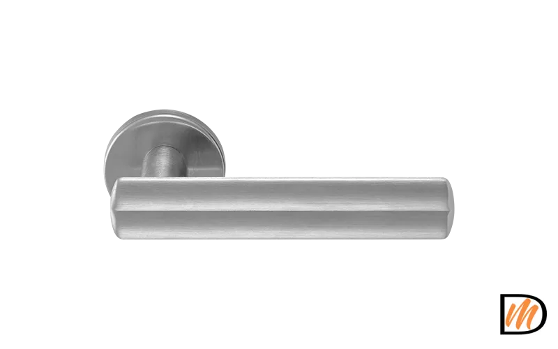 Ручка дверная PANATHENAIC R5 CSA раздельная на круглой розетке, цвет матовый хром, ЦАМ