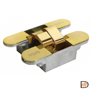 Петля скрытого монтажа HH-18 PG врезная регулируемая вес полотна до 60 кг, цвет золото