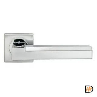 Ручка дверная ISLAND NC-1-S CSA/CRO раздельная на квадратной розетке, цвет матовый хром/хром