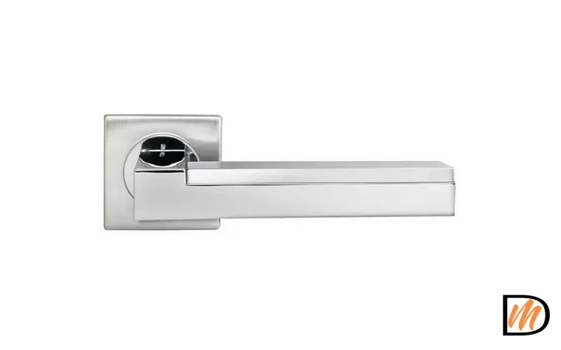 Ручка дверная ISLAND NC-1-S CSA/CRO раздельная на квадратной розетке, цвет матовый хром/хром