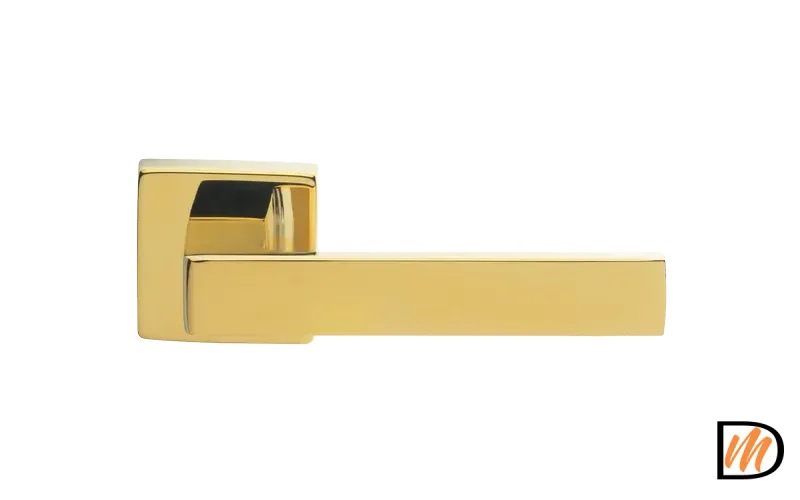 Ручка дверная HORIZONT S5 OTL раздельная на квадратной розетке 7 мм, цвет золото, латунь