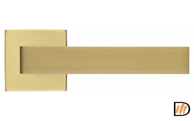Ручка дверная HORIZONT S5 OSA раздельная на квадратной розетке 7 мм, цвет матовое золото, латунь