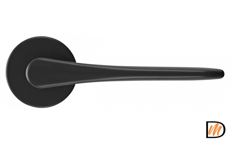 Ручка дверная AULA R5 NERO раздельная на круглой на розетке, цвет черный, ЦАМ