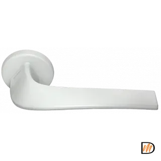 Ручка дверная COMETA R5 BIA раздельная на круглой розетке, цвет белый, ЦАМ
