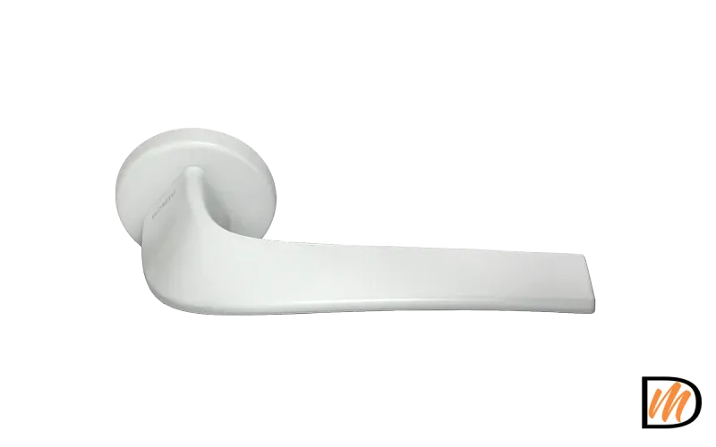 Ручка дверная COMETA R5 BIA раздельная на круглой розетке, цвет белый, ЦАМ