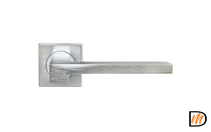 Ручка дверная STONE NC-2-S CSA раздельная на квадратной розетке, цвет матовый хром, латунь