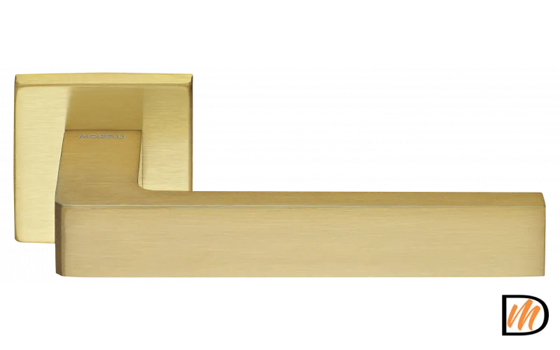 Ручка дверная HORIZONT S5 OSA раздельная на квадратной розетке 7 мм, цвет матовое золото, латунь