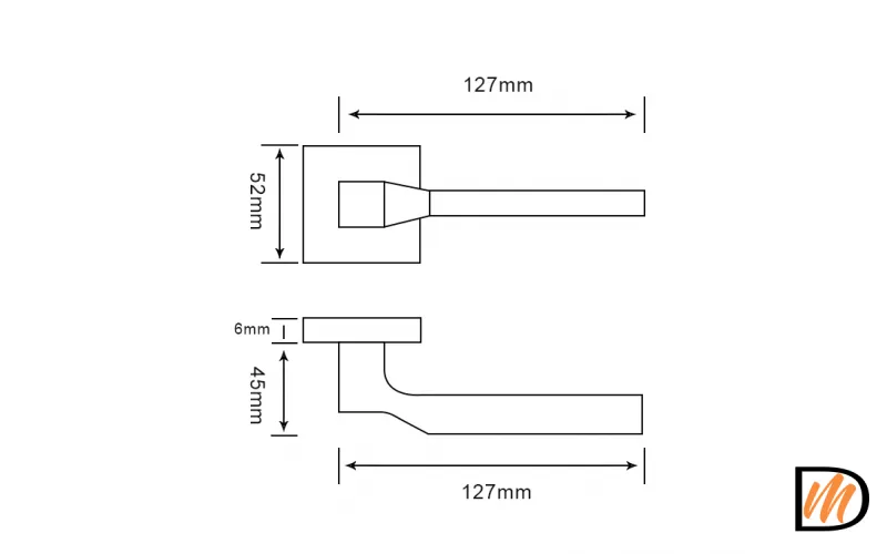 RAP 27 SLIM-S SC, ручка дверная на квадратной розетке 6 мм, цвет - мат.хром