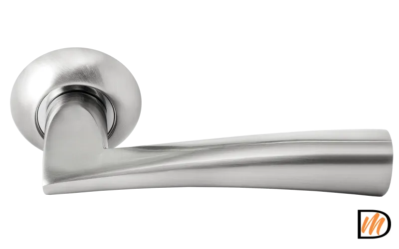 RAP 18 SN/CP, ручка дверная на круглой розетке 10 мм, цвет - бел. никель/хром