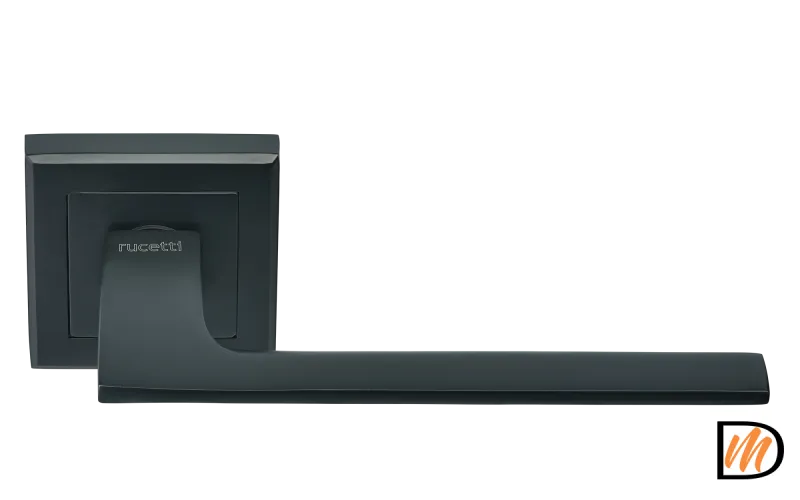 RAP 21-S BL, ручка дверная на квадратной розетке 10 мм, цвет - черный