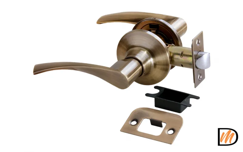 HK-02 AB, ручка нажимная, комплект с механизмом без фиксатора, цвет - античная бронза