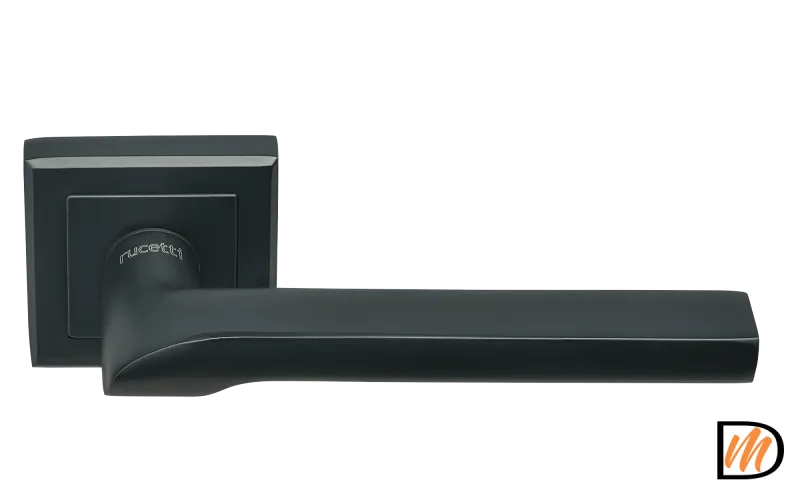 RAP 24-S BL, ручка дверная на квадратной розетке 10 мм, цвет - черный