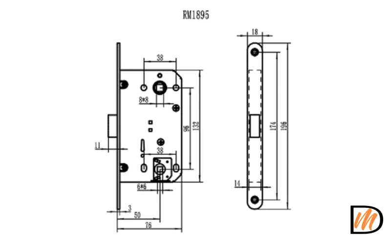 RM1895 SC, защелка магнитная многофункциональная, цвет -  мат.хром