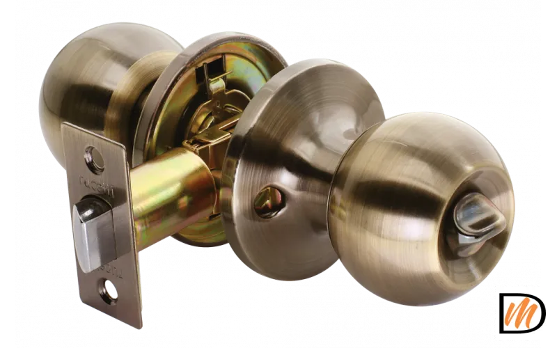 HK-01 WC AB, ручка-шар, комплект с механизмом фиксатор WС, цвет - античная бронза