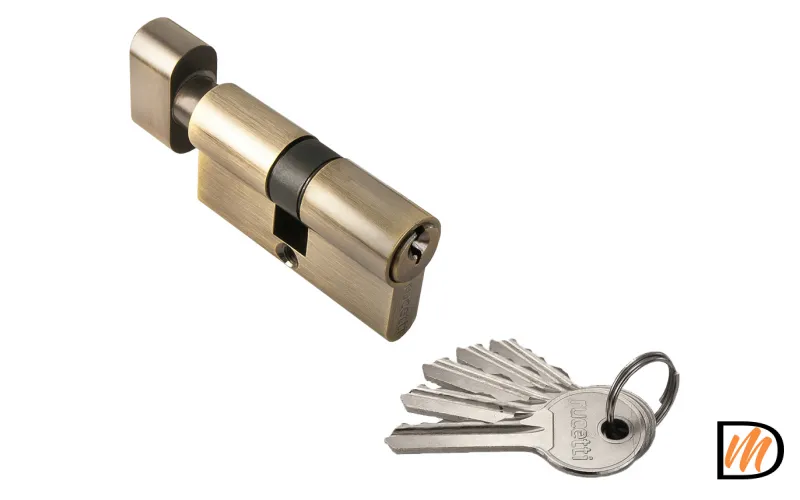R60CK AB, ключевой цилиндр с заверткой 60мм, цвет - античная бронза