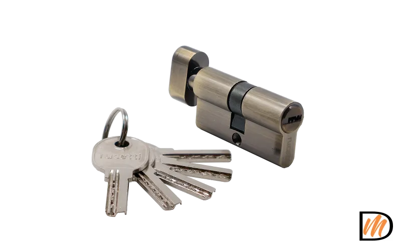 HS R60CK AB, ключевой цилиндр высокой секретности с заверткой (60мм), цвет - античная бронза