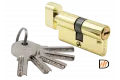 R60CK PG, ключевой цилиндр с заверткой 60 мм, цвет - золото