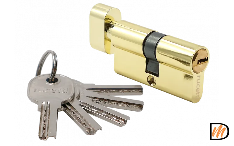 R60CK PG, ключевой цилиндр с заверткой 60 мм, цвет - золото