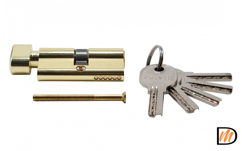 R60CK PG, ключевой цилиндр с заверткой 60 мм, цвет - золото