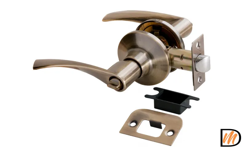 HK-02 WC AB, ручка нажимная, комплект с механизмом фиксатор WC, цвет - античная бронза