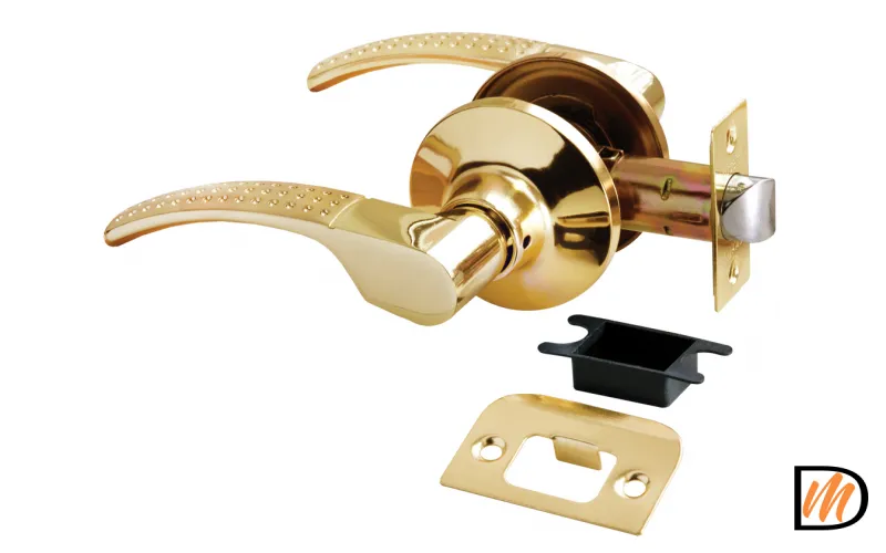 HK-04 L SG/GP, ручка нажимная, комплект с механизмом ключ-фиксатор, цвет - мат.золото/золото