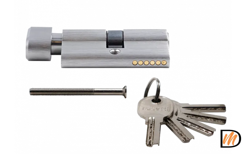 R60CK SN, ключевой цилиндр с заверткой 60 мм, цвет - матовый никель