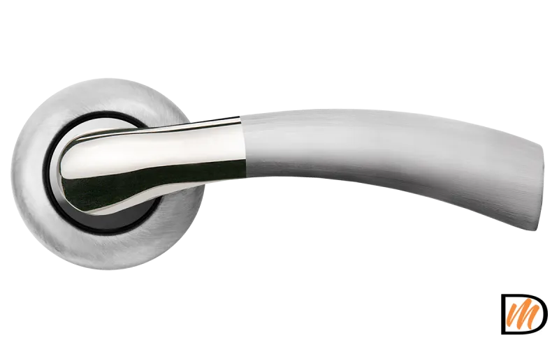 RAP 19 SN/CP, ручка дверная на круглой розетке 10 мм, цвет - бел. никель/хром