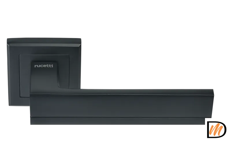 RAP 22-S BL, ручка дверная на квадратной розетке 10 мм, цвет - черный