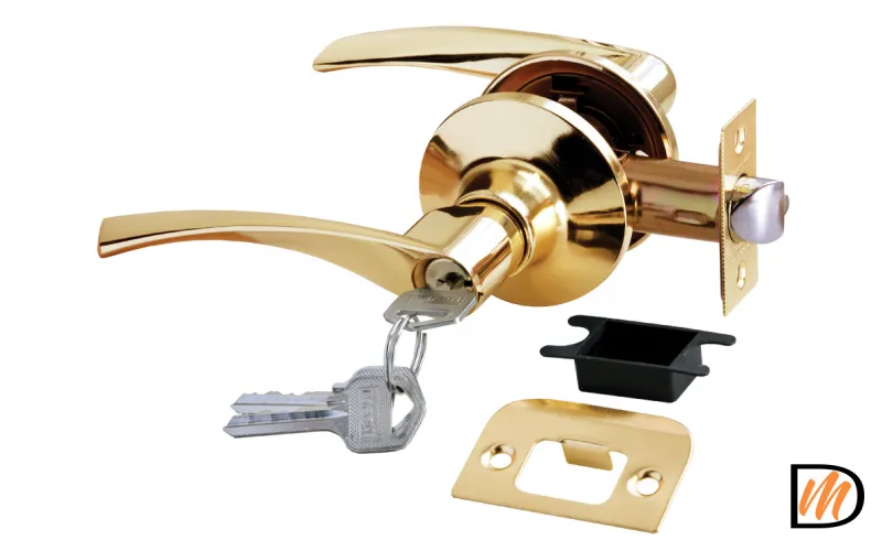 HK-02 L PG, ручка нажимная, комплект с механизмом ключ-фиксатор, цвет - золото