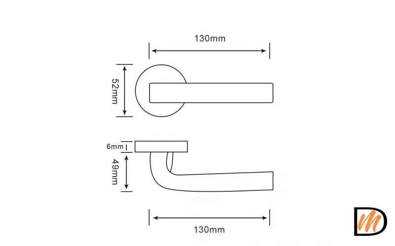 RAP 29 SLIM-R BL, ручка дверная на круглой розетке 6 мм, цвет - черный