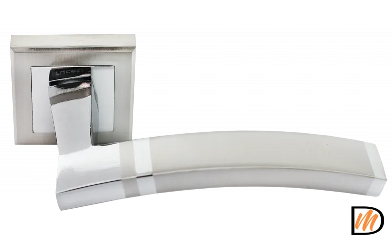 RAP 13-S SN/CP, ручка дверная на квадратной розетке 10 мм, цвет - бел. никель/хром